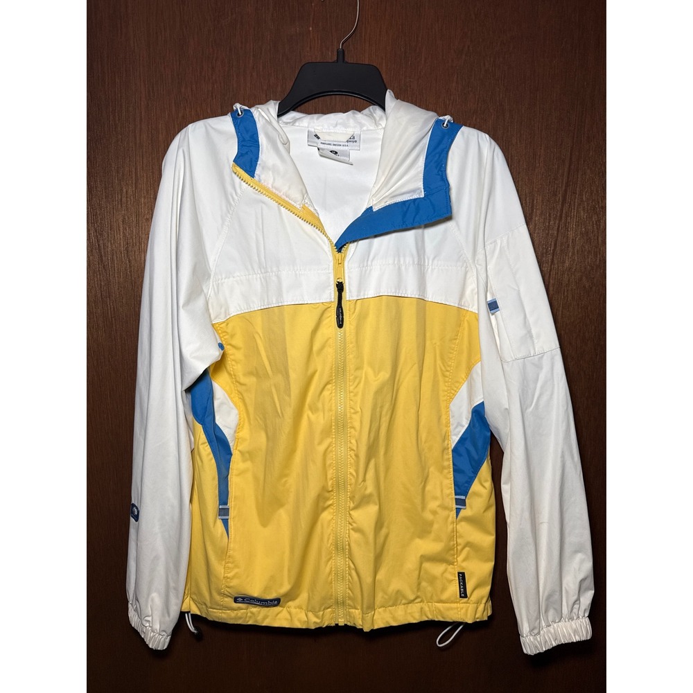 Columbia Womens Hooded Windbreaker Jacket Colorblock Medium Outdoor Retro